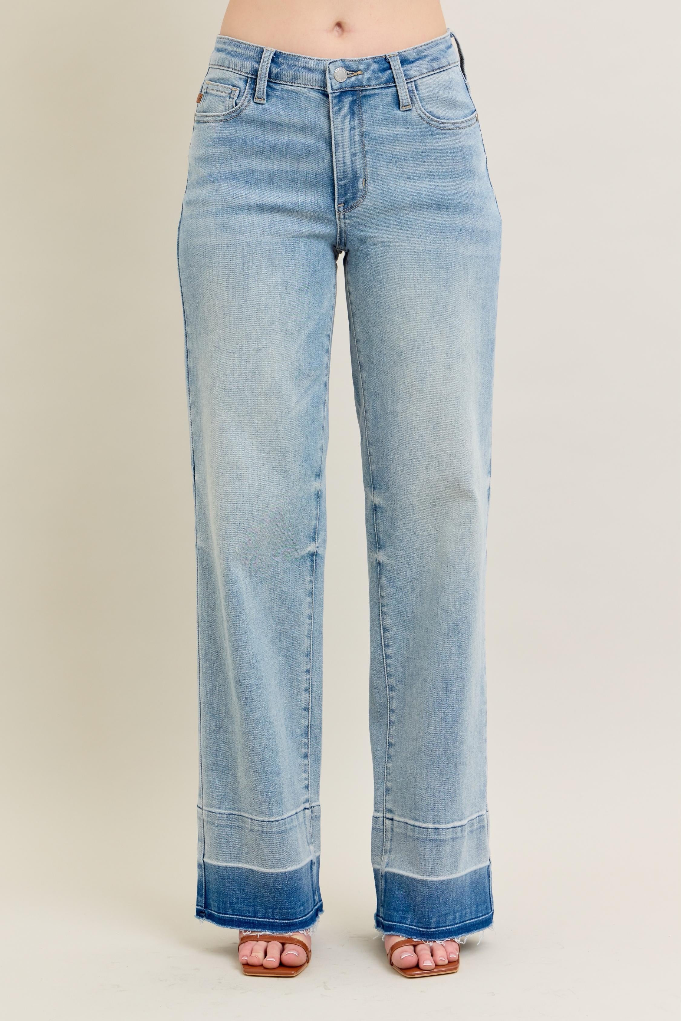 Women's Jeans Jeans - Plus Size Wide Leg - Released Hem Denim