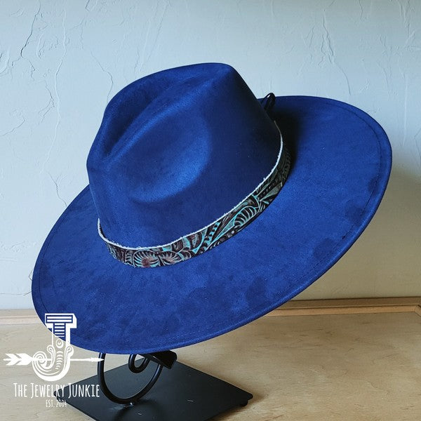 Turquoise Floral Western Leather Band W/Choice Hat