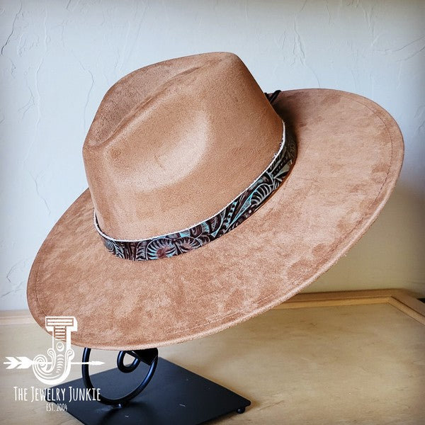 Turquoise Floral Western Leather Band W/Choice Hat