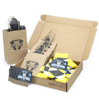 Customizable Groomsmen Gift Set Daisy Yellow Gray Argyle Men’s Dress Socks