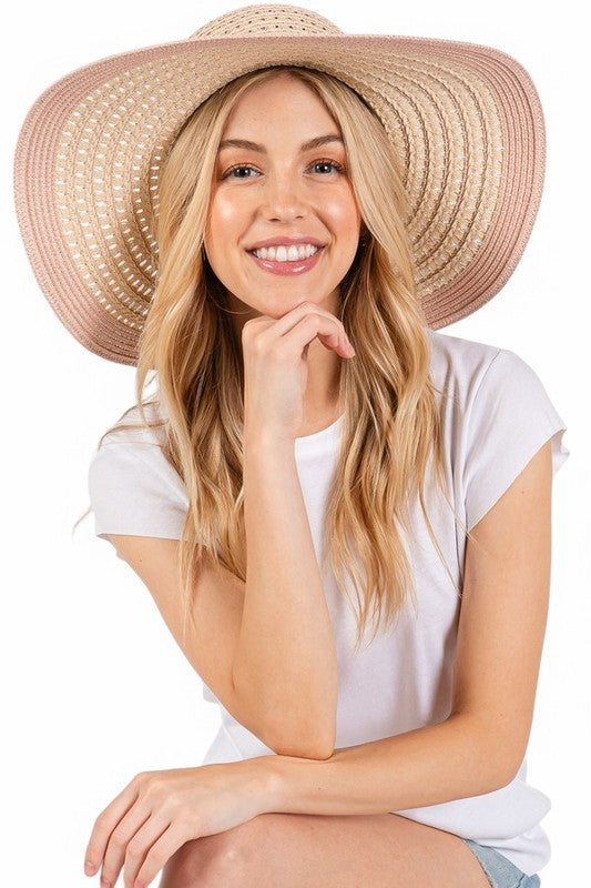 2 Tone Wide Brim Floppy Sun Hat