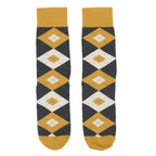 Mustard Yellow Grey Argyle Men's Dress Socks