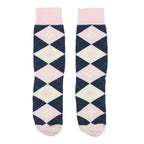 Customizable Groomsmen Gift Set Petal Pink Blush Navy Argyle Men’s Dress Socks