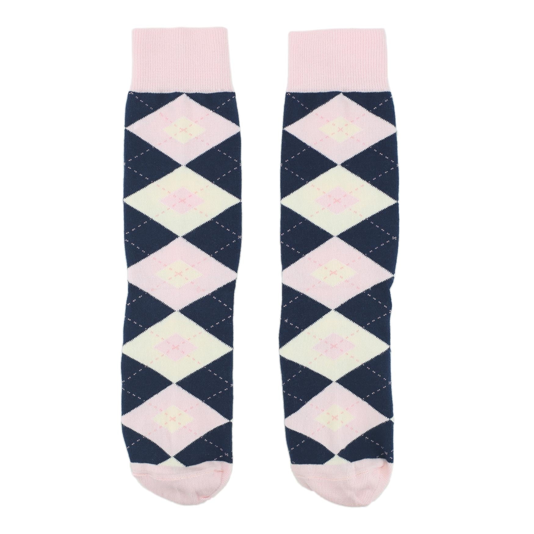 Customizable Groomsmen Gift Set Petal Pink Blush Navy Argyle Men’s Dress Socks