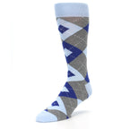 Ice Blue Cobalt Gray Argyle Men’s Dress Socks