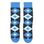Ocean Capri Blue Gray Argyle Wedding Groomsmen Men’s Dress Socks