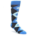 Ocean Capri Blue Gray Argyle Wedding Groomsmen Men’s Dress Socks