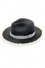 Raw Edge Aztec Hatband Straw Fedora