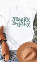 Vintage Happy Go Lucky Graphic Tee T-Shirt PLUS