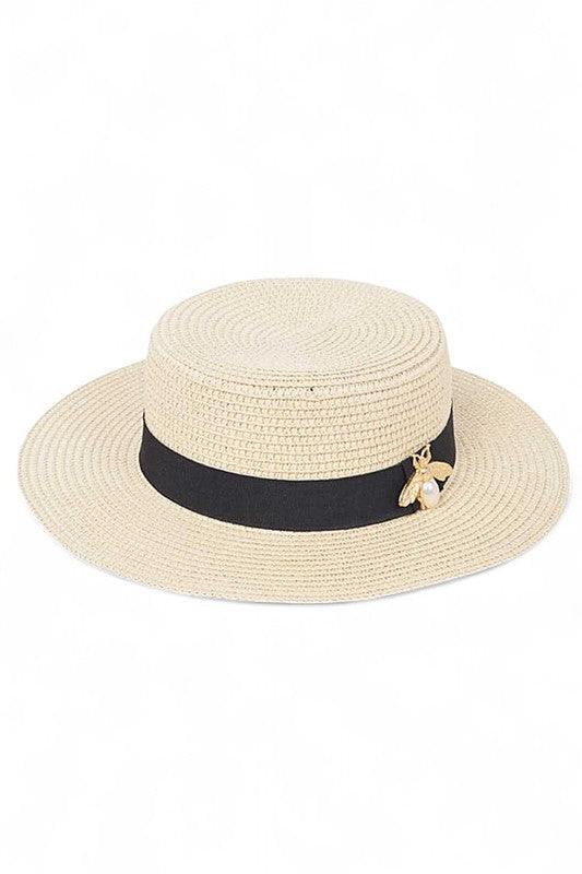 Iconic Bee Accent Straw Fedora Hat