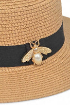 Iconic Bee Accent Straw Fedora Hat