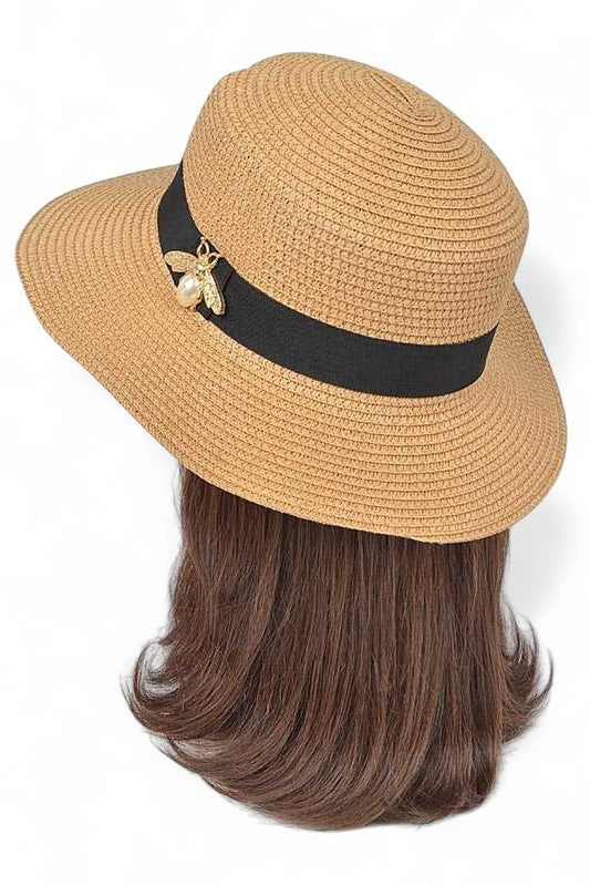 Iconic Bee Accent Straw Fedora Hat