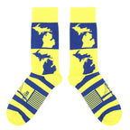 Yellow Blue Michigan Socks - Women's Novelty Socks