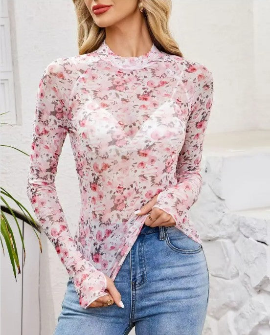 Mesh Printed Long Sleeve