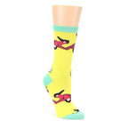 Yellow Mint Moped Socks - Women's Novelty Socks