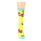 Yellow Mint Moped Socks - Women's Novelty Socks