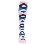 Pink Blue Navy Argyle Men's Over-the-Calf Dress Socks