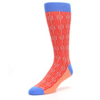 Persimmon Red Blue Feather Optics Men's Dress Socks