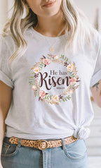 Floral He Has Risen Easter PLUS Graphic Tee T-Shirt
