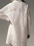 Eyelet Embroidery Long Sleeve Shirt