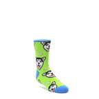 Lime Green Happy Husky Dog Socks - Kid's Dress Socks
