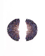 Beaded Handwoven Ginkgo Leaf Stud Earrings