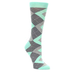 Mint Green Gray Argyle Women's Dress Socks