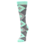 Mint Green Gray Argyle Women's Dress Socks