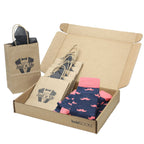 Customizable Groomsmen Gift Set Coral Navy Mustache Men's Dress Socks