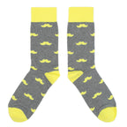Customizable Groomsmen Gift Set Lemon Gray Mustache Men's Dress Socks