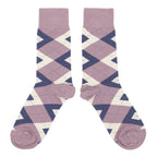 Customizable Groomsmen Gift Set Desert Rose Navy Argyle Men’s Dress Socks
