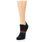 Black Multicolor Rainbow Striped Socks - Women's Ankle Socks