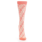 Coral Cream Leaf Pattern Women's Dress Socks