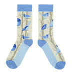 Blue Cream Birds Women's Dress Socks