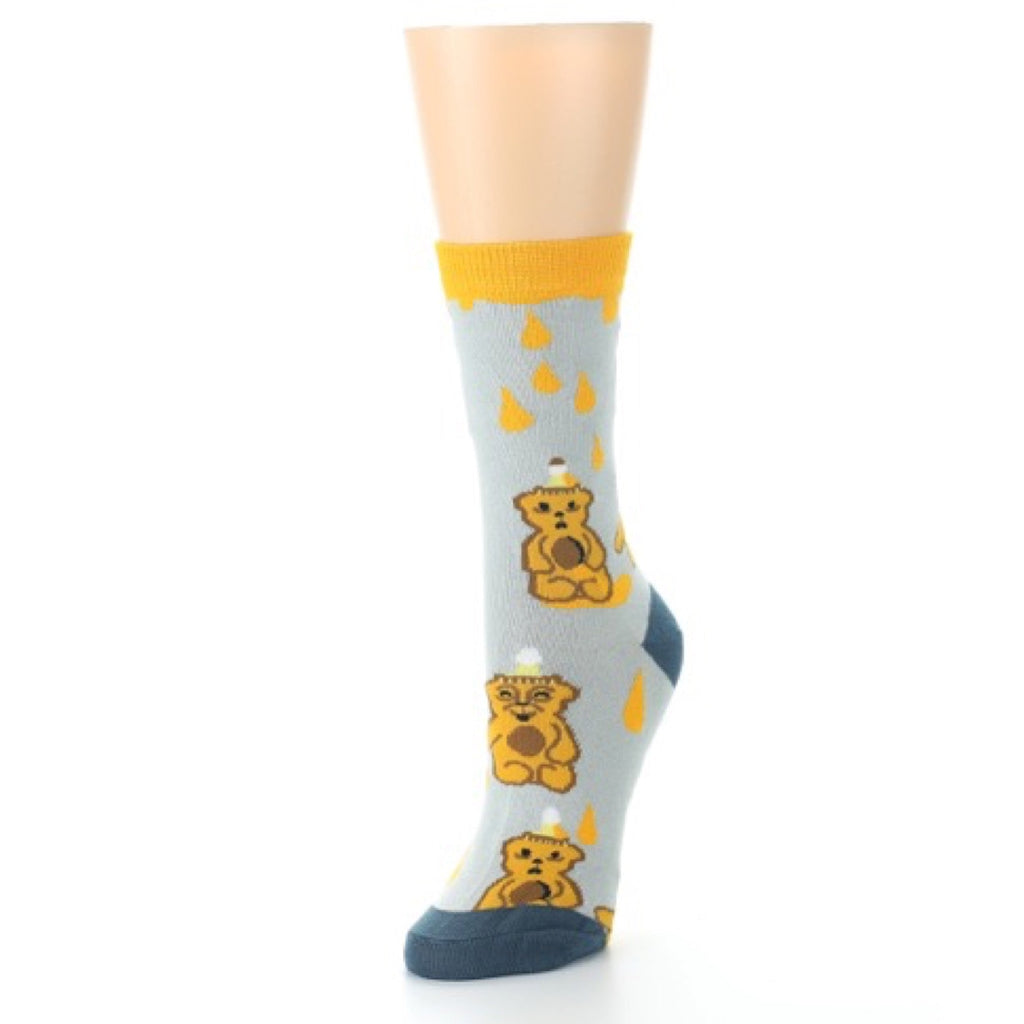 Slate Gold Honey Bear Socks - Women's Novelty Socks
