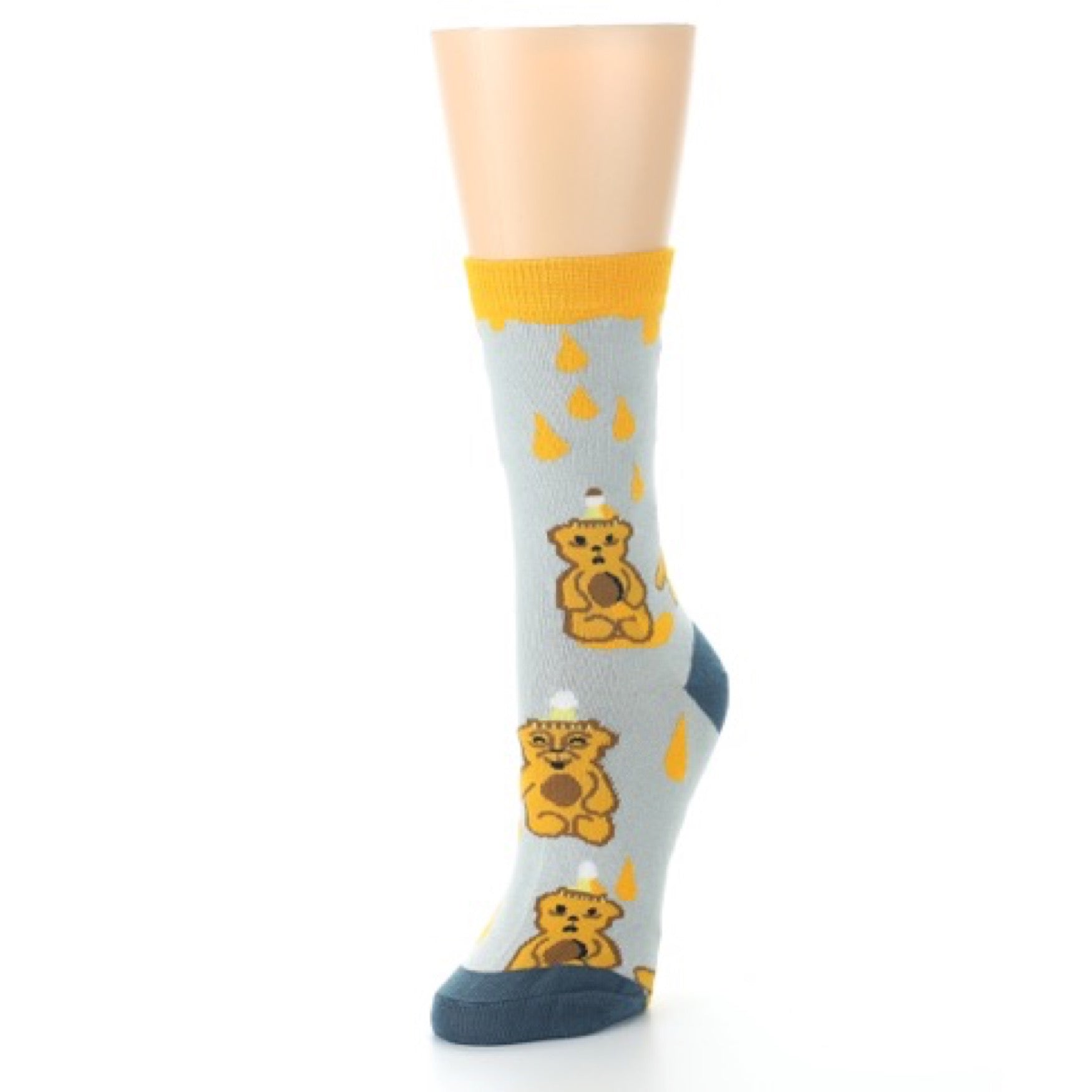 Slate Gold Honey Bear Socks - Women's Novelty Socks