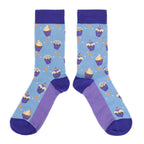 Light Blue Purple Cupcakes Women's Dress Socks
