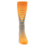 Orange Blue Triangle Stripe Men's Dress Socks