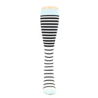 Sky Blue Cream Black Stripes Compression Socks - Women's Knee High Socks
