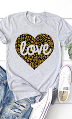 Love Leopard Heart Graphic Tee T-Shirt PLUS