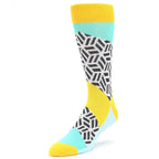 Teal Yellow Hex Block Socks - Men's Dress Socks