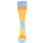 Orange Blue Hex Block Socks - Men's Dress Socks