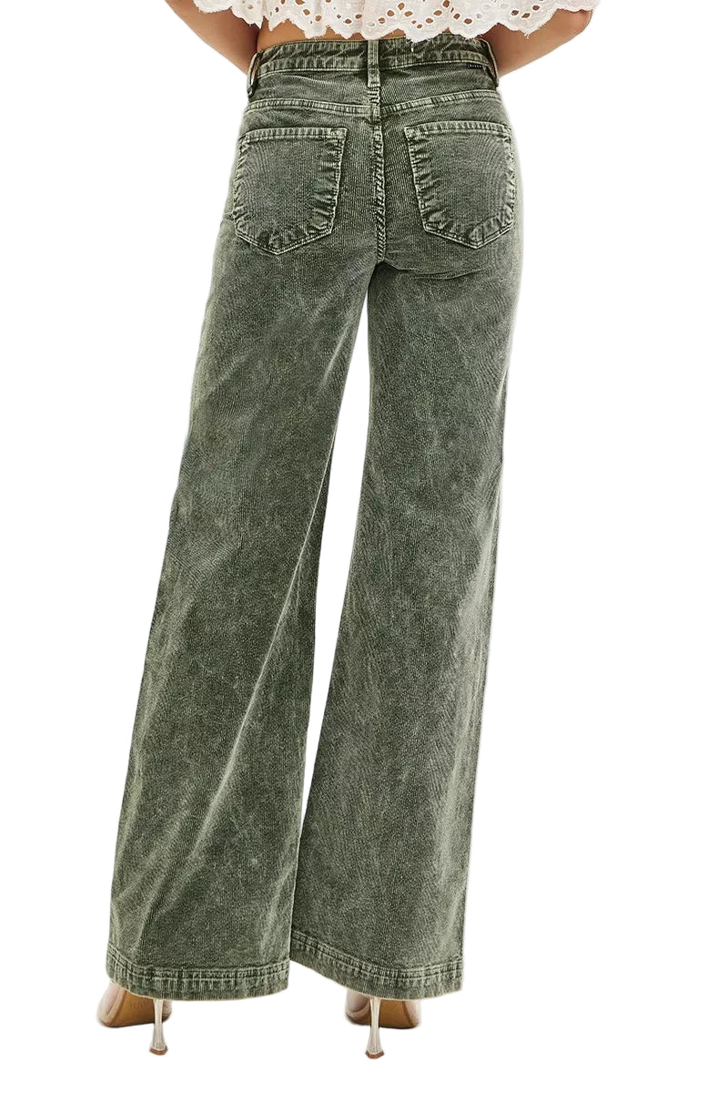 RISEN Full Size High Rise Wide Leg Corduroy Jeans Plus Size
