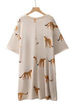 Apricot Plus Size Cheetah Print Side Pockets T Shirt Mini Dress