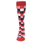 Red Pink Navy Checker - USA Made - Men's Dress Socks