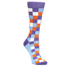 Purple Orange Blue Checker - USA Made - Women's Novelty Socks