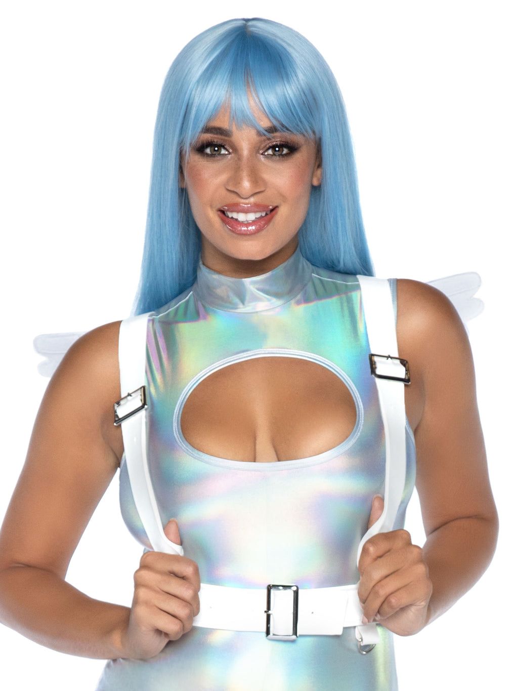 Furry angel wing body harness.