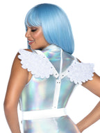 Furry angel wing body harness.