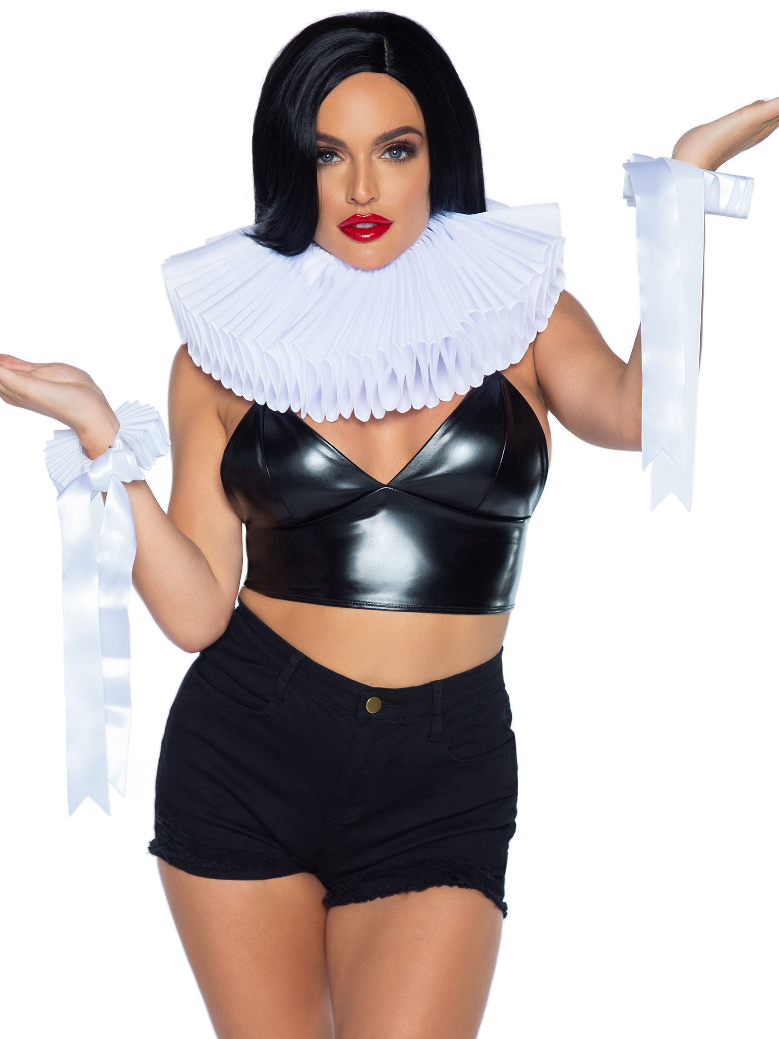 2 PC Deluxe ruffle neck piece and wrist cuffs.
