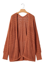 Redwood Burl Mixed Pattern Knitted Open Front Plus Cardigan